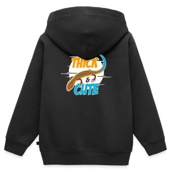 Scinques épais et mignon Propriétaire de reptile à langue bleue - Sweat Premium à capuche zippé enfant bio - noir - Dos - AI Model Kid Male (0cm)
