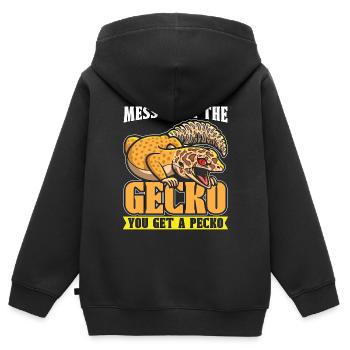 Gecko léopard Mess avec l’herpétologiste Gecko - Sweat Premium à capuche zippé enfant bio - noir - Dos - AI Model Kid Male (0cm)