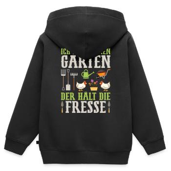 Schrebergarten Gartenliebhaber Gärtnerin - Kinder Premium Organic Zip Hoodie - Schwarz - Hinten - AI Model Kid Male (0cm)