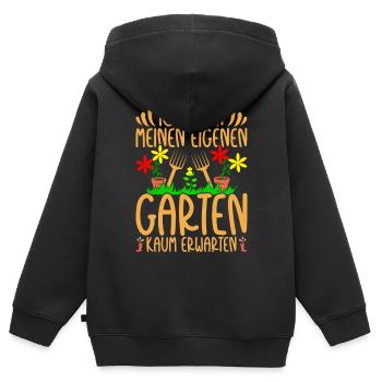 Gartenarbeit Gärtnerin Hobbygärtner Schrebergarten - Kinder Premium Organic Zip Hoodie - Schwarz - Hinten - AI Model Kid Male (0cm)