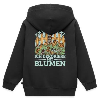 Blumenbeet Schrebergarten Gartenliebhaber - Kinder Premium Organic Zip Hoodie - Schwarz - Hinten - AI Model Kid Male (0cm)