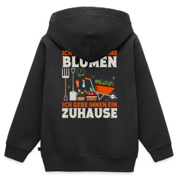 Schrebergarten Gartenbau Gartenliebhaber Gärtnerin - Kinder Premium Organic Zip Hoodie - Schwarz - Hinten - AI Model Kid Male (0cm)