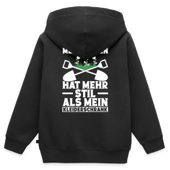 Garten Gärtnerin Blumenbeet Schrebergarten - Kinder Premium Organic Zip Hoodie - Schwarz - Hinten - AI Model Kid Male (0cm)