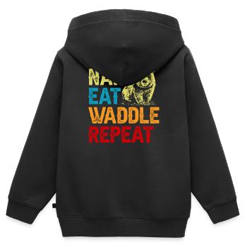 Nickerchen Essen Watscheln Wombat Besitzer - Kinder Premium Organic Zip Hoodie - Schwarz - Hinten - AI Model Kid Male (0cm)
