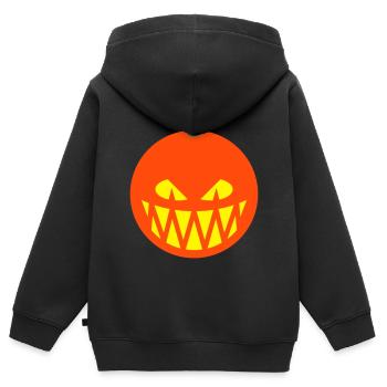 Halloween Kürbis (Kürbislaterne / Emoji / 3C) - Kinder Premium Organic Zip Hoodie - Schwarz - Hinten - AI Model Kid Male (0cm)