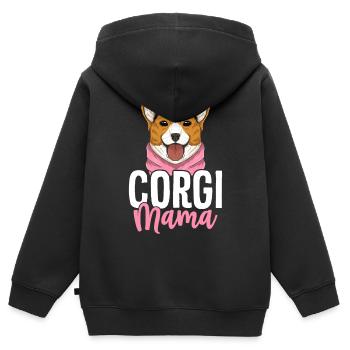 Corgi Mama - Kids Premium Organic Zip-up Hoodie - black - Back - AI Model Kid Male (0cm)