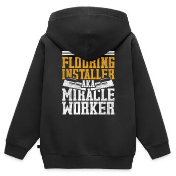 Floor layers, tilers, screed layers - Kids Premium Organic Zip-up Hoodie - black - Back - AI Model Kid Male (0cm)
