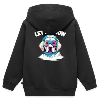 Hund mit Skibrille Schnee Schneefall für eine - Kinder Premium Organic Zip Hoodie - Schwarz - Hinten - AI Model Kid Male (0cm)