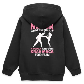 Krav Maga Kampfkunst - Kinder Premium Organic Zip Hoodie - Schwarz - Hinten - AI Model Kid Male (0cm)