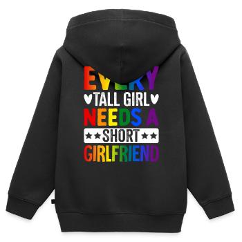 Lesbisch LGBTQ Mädchen - Kinder Premium Organic Zip Hoodie - Schwarz - Hinten - AI Model Kid Male (0cm)