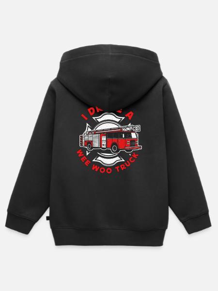 Capo pompiere guido un pompiere di Wee Woo Truck - Felpa Premium con cappuccio con zip bambino bio - nero
