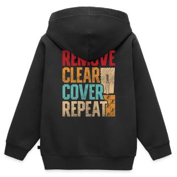 Calque de sol Calque de carrelage Supprimer Couvercle transparent Répéter - Sweat Premium à capuche zippé enfant bio - noir - Dos - AI Model Kid Male (0cm)
