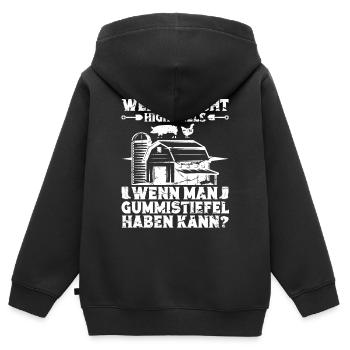 Landwirt Gummistiefel Bauer Traktor Hektar - Kinder Premium Organic Zip Hoodie - Schwarz - Hinten - AI Model Kid Male (0cm)