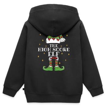 The High Score Elf Video Gaming - Kinder Premium Organic Zip Hoodie - Schwarz - Hinten - AI Model Kid Male (0cm)