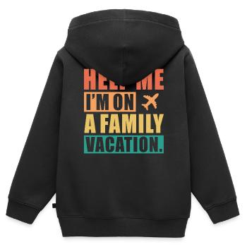 Au secours, je suis en vacances en famille - Sweat Premium à capuche zippé enfant bio - noir - Dos - AI Model Kid Male (0cm)