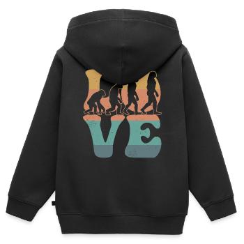 Charles Darwin Evolutionstheorie LIEBE - Kinder Premium Organic Zip Hoodie - Schwarz - Hinten - AI Model Kid Male (0cm)