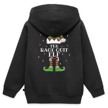The Rage Quit Elf Video Gaming - Kinder Premium Organic Zip Hoodie - Schwarz - Hinten - AI Model Kid Male (0cm)