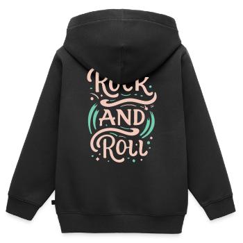 Rock And Roll Rock Statement Motto - Kinder Premium Organic Zip Hoodie - Schwarz - Hinten - AI Model Kid Male (0cm)