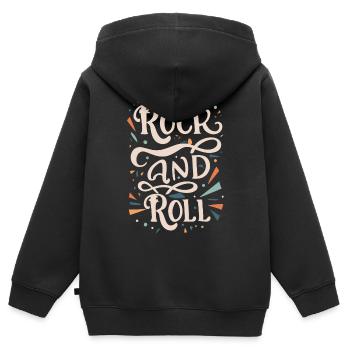 Rock And Roll Rock Statement Motto - Kinder Premium Organic Zip Hoodie - Schwarz - Hinten - AI Model Kid Male (0cm)