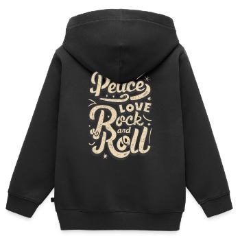 Peace Love Rock And Roll Statement Motto - Kinder Premium Organic Zip Hoodie - Schwarz - Hinten - AI Model Kid Male (0cm)