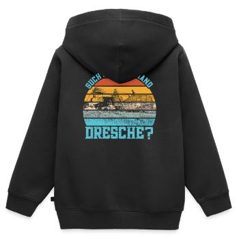 Mähdrescher Hühnerbauer Landmaschinen Landwirt - Kinder Premium Organic Zip Hoodie - Schwarz - Hinten - AI Model Kid Male (0cm)