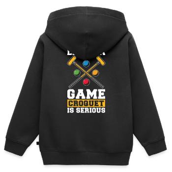 La vie de croquet est un jeu Le croquet est un maillet sérieux - Sweat Premium à capuche zippé enfant bio - noir - Dos - AI Model Kid Male (0cm)