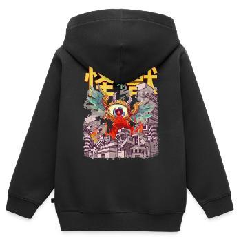 Kaiju Flying Eyeball Anime japonais Monst - Sweat Premium à capuche zippé enfant bio - noir - Dos - AI Model Kid Male (0cm)