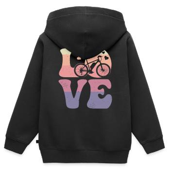 E-Bike Elektronisches Fahrrad LOVE - Kinder Premium Organic Zip Hoodie - Schwarz - Hinten - AI Model Kid Male (0cm)