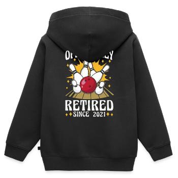 Alley Bowling Offic-Alley Centre de bowling retraité - Sweat Premium à capuche zippé enfant bio - noir - Dos - AI Model Kid Male (0cm)