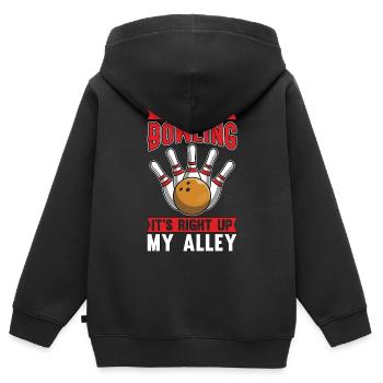 Bowling Alley I Like Bowling It's Right Ninepins - Kinder Premium Organic Zip Hoodie - Schwarz - Hinten - AI Model Kid Male (0cm)