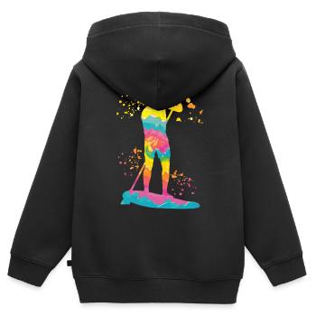 Stand Up Paddling Stand Up Board Sup - Kinder Premium Organic Zip Hoodie - Schwarz - Hinten - AI Model Kid Male (0cm)