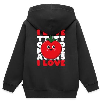 J’aime les tomates tomates tomates jardin cadeau - Sweat Premium à capuche zippé enfant bio - noir - Dos - AI Model Kid Male (0cm)