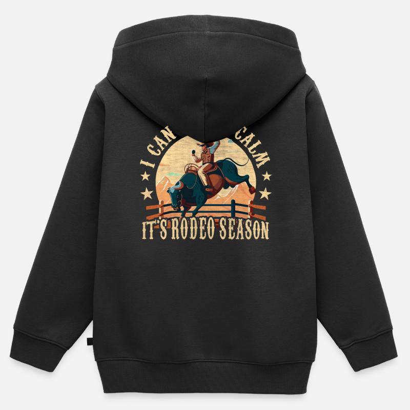 Je ne peux pas garder mon calme - C’est la saison du rodéo Rodeo Cowboy - Sweat Premium à capuche zippé enfant bio - noir