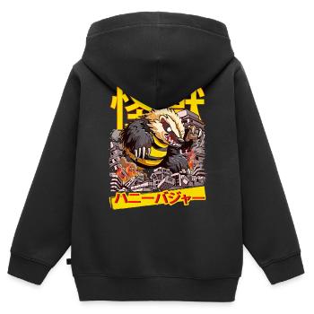 Kaiju Honey Badger Puzzle de monstres d’anime japonais - Sweat Premium à capuche zippé enfant bio - noir - Dos - AI Model Kid Male (0cm)