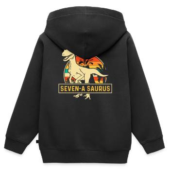 Seven-A Saurus Velociraptor 7. Geburtstag - Kinder Premium Organic Zip Hoodie - Schwarz - Hinten - AI Model Kid Male (0cm)