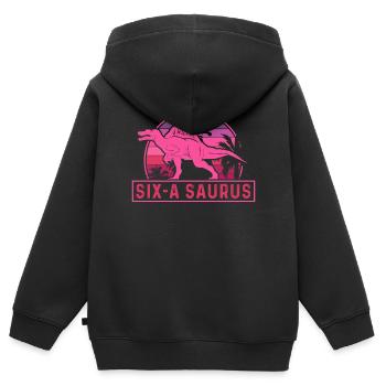 Six-A Saurus Spinosaurus 6. Geburtstag - Kinder Premium Organic Zip Hoodie - Schwarz - Hinten - AI Model Kid Male (0cm)