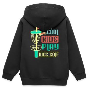 Pour les enfants cool enfants jouent au disc golf - Sweat Premium à capuche zippé enfant bio - noir - Dos - AI Model Kid Male (0cm)