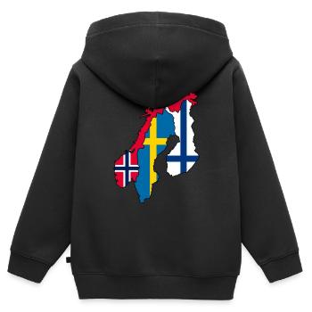 Skandinavien - Kinder Premium Organic Zip Hoodie - Schwarz - Hinten - AI Model Kid Male (0cm)