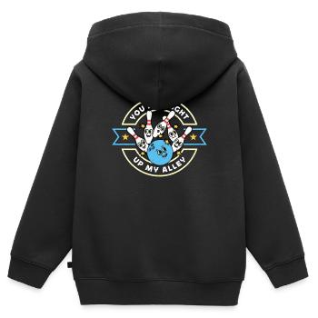 Alley Bowling vous êtes juste en haut de ma ligue de bowling - Sweat Premium à capuche zippé enfant bio - noir - Dos - AI Model Kid Male (0cm)