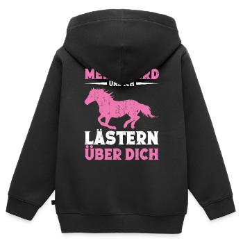 Pferdebesitzer Reiten Reiterhof Pferdeliebhaber - Kinder Premium Organic Zip Hoodie - Schwarz - Hinten - AI Model Kid Male (0cm)