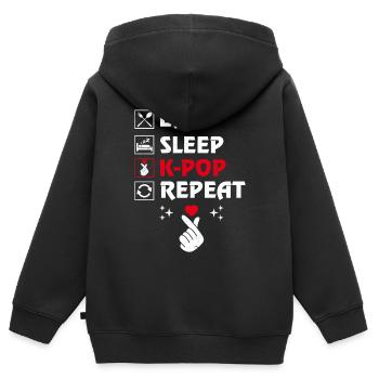 Essen Schlafen K-pop Wiederholen Koreanische - Kinder Premium Organic Zip Hoodie - Schwarz - Hinten - AI Model Kid Male (0cm)