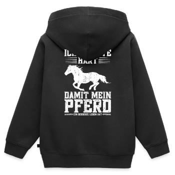 Pferdeliebhaber Reiten Pferde Reiterhof Stall - Kinder Premium Organic Zip Hoodie - Schwarz - Hinten - AI Model Kid Male (0cm)