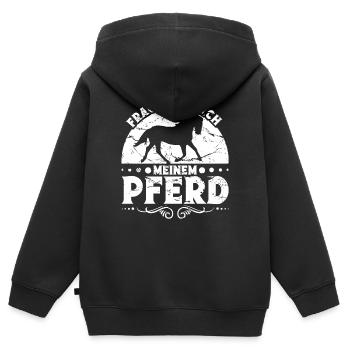 Reiterhof Pferdeliebhaber Reiten Pferdebesitzer - Kinder Premium Organic Zip Hoodie - Schwarz - Hinten - AI Model Kid Male (0cm)
