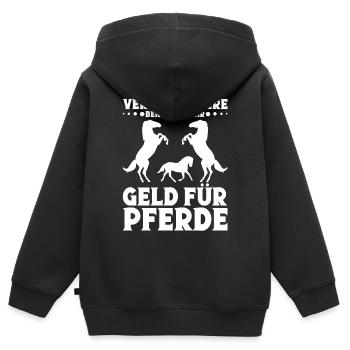 Pferdebesitzer Reiterhof Pferdestall Pferde Reiten - Kinder Premium Organic Zip Hoodie - Schwarz - Hinten - AI Model Kid Male (0cm)