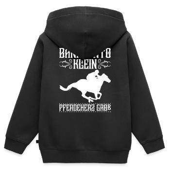 Pferde Reiten Reiterhof Pferdeliebhaber - Kinder Premium Organic Zip Hoodie - Schwarz - Hinten - AI Model Kid Male (0cm)
