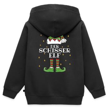 Der Schisser Elf - Familien Weihnachtsoutfit - Kinder Premium Organic Zip Hoodie - Schwarz - Hinten - AI Model Kid Male (0cm)