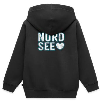 Nordsee - Kinder Premium Organic Zip Hoodie - Schwarz - Hinten - AI Model Kid Male (0cm)