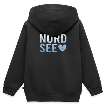Nordsee - Kinder Premium Organic Zip Hoodie - Schwarz - Hinten - AI Model Kid Male (0cm)
