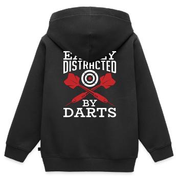 Target Sports Easily Distracted By Darts Bullseye - Kinder Premium Organic Zip Hoodie - Schwarz - Hinten - AI Model Kid Male (0cm)