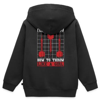 Target Sports I'll Show You How To Throw Bullseye - Kinder Premium Organic Zip Hoodie - Schwarz - Hinten - AI Model Kid Male (0cm)